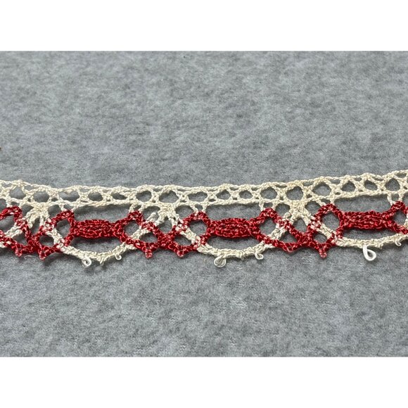 Vintage Lace Trim Red Floral Pattern 1" x 4 yards Crochet Craft Sewing Supplies - Picture 3 of 6